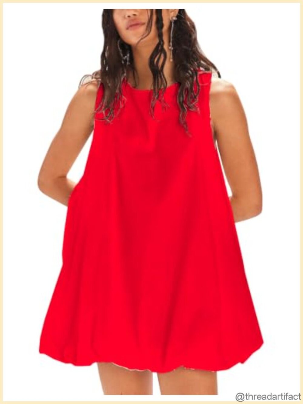 Womens Bubble Mini Dress Sleeveless Lantern Tank Beach Sundress Pockets